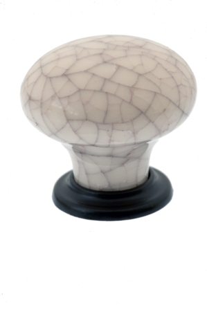 37mm crackled porcelain knob black base